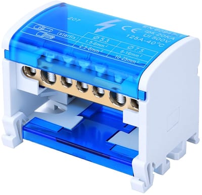 Dailygoody - Terminal Block Distributiekast 100A - DIN Rail Connector - Betrouwbare Verbinding - Transparante Stofkap - Elektrische Installatie - Veil
