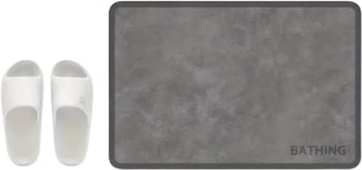 Bovista Sneldrogende Badmat - Douchemat - Antislip - Wc Mat - Toiletmat - Badkamermat - Donkergrijs 40x60