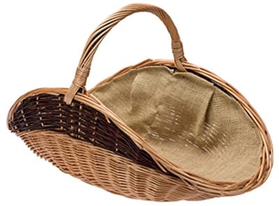 Houten mand voor brandhout met jute 60 x 34 cm | haard opslag | rieten mand