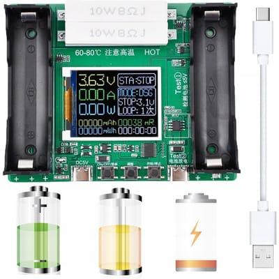 Rosfix Batterijtester 18650 - Capaciteits en Weerstandstester - USB-C, 0-99999mAh, 1A