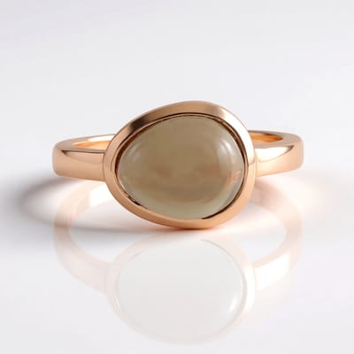 Cavill - Zilveren Ring 18K Roségoud Verguld - 2,7 ct Braziliaanse Fancy Cabochon Rookkwarts - Minimalistisch Bezel Design - Unieke Edelsteen Sieraden