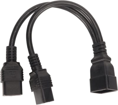 Dubbele Stroomkabel - Y-Splitter Kabel - Apparaten Voeden - Stevige Verbinding - 032 meter - Zwart