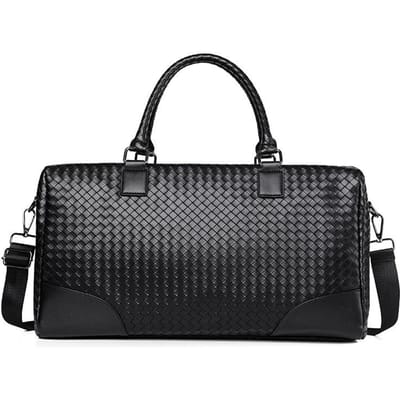 Sac à main à carreaux tissés tendance Style coréen Décontracté Affaires Fitness Voyage Sac à bandoulière Sac bandoulière noir