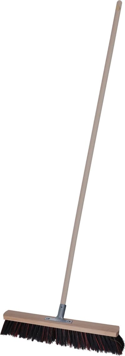 Brumag Straatbezem Tilemaster voor buiten terras tegels en klinkers - Harde bezemkop 50 cm breed - Houten steel van 120 cm