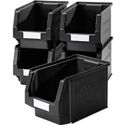 SSI Schäfer ENTRY 322 serie opbergbox met open voorzijde, kunststof, L 343 x B 209 x H 200 mm, 10,4 L, zwart, 5 stuks