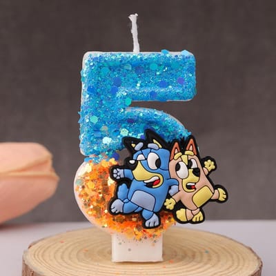 Bluey Bingo Anime Kaars Schattig 3D 0-9 Cijfer Cartoonfiguur Feesttaart Stekker Verjaardagsdatum Taartdecoratie Cadeau