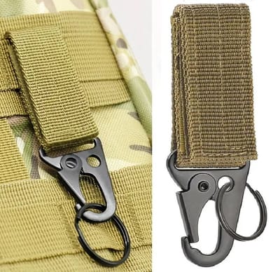 Flessenhanger I Tactical Gesp I Nylon Gesp Outdoor I Camping Accessoire I Karabijnhaak Sleutelhanger I Khaki/Bruin