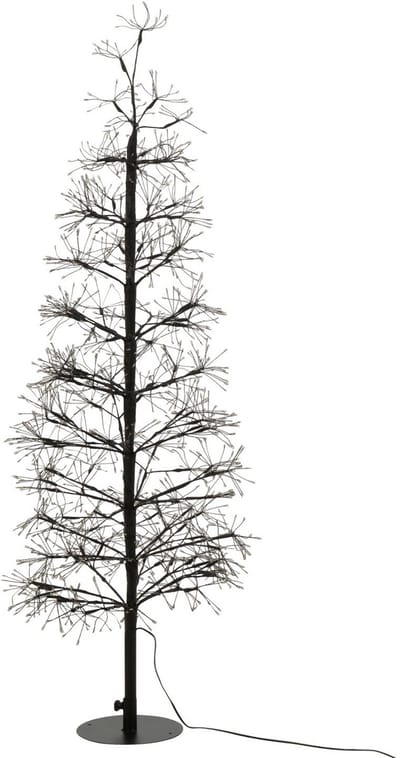 J-Line decoratie Boom - warm witte lichten - ijzer - zwart - medium - LED lichtjes