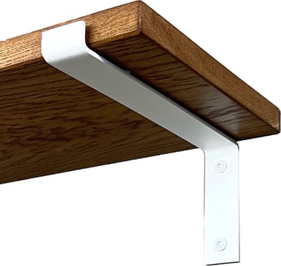 GoudmetHout® Wandplank Industrieel - 40 x 25 cm Muurplank - Donker Eiken Hout - Decoratie Wandrek & Boekenrek - Hangplank Keuken - Wall Shelf + 2 Mat Witte Plankdragers van Staal