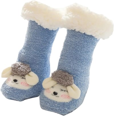 Babysokken Lange Slang - Vloersokken Kinderen - Warmte en Comfort - Met Antislip Zolen - Unisex Baby - Blauw