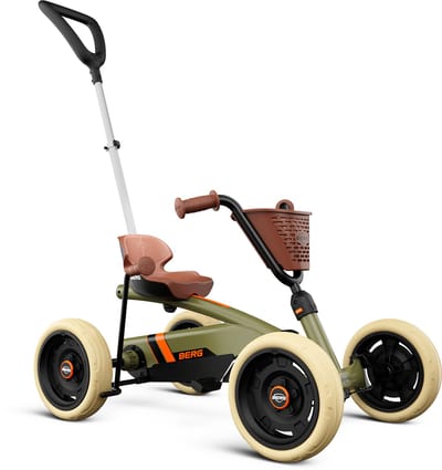 BERG Buzzy 2-in-1 Retro Skelter - 2+ jaar - Verstelbare Stoel - Veilige en Stabiele Wegligging - Groen - incl. duwstang