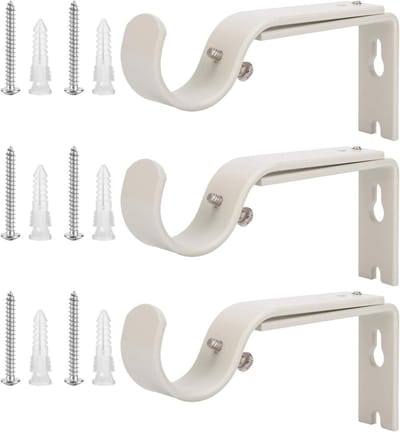 Gordijnroede Beugels - Stang Houders - Venster Afwerking - Verstelbare Diepte - 4.15-5.5 Inch - Verweerd Wit