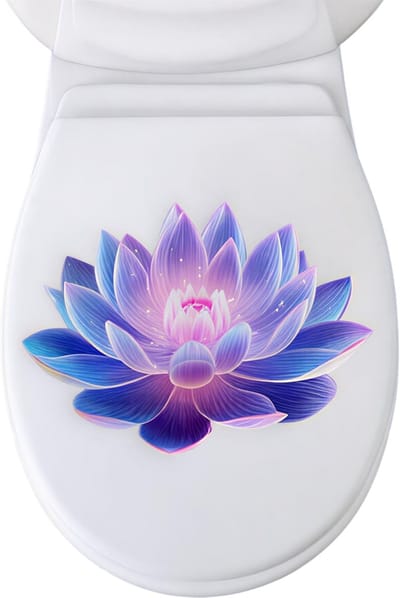 Gloeiende Lotus Toilet Sticker – Creatieve Zelfklevende Muurdecoratie voor Badkamer, Waterdicht, Lumineus, Nachtlamp Effect, WC Muursticker