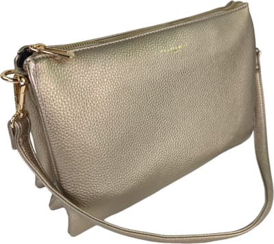 Flora & Co handtas - clutch - crossbodytas - fashion riem - goudkleurig