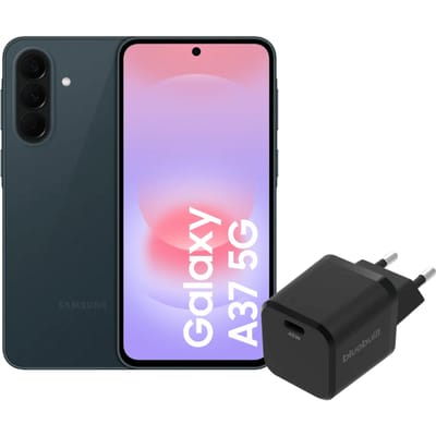 Samsung Galaxy A37 128GB Donkergroen 5G + BlueBuilt Oplader met Usb C Poort 45W Zwart