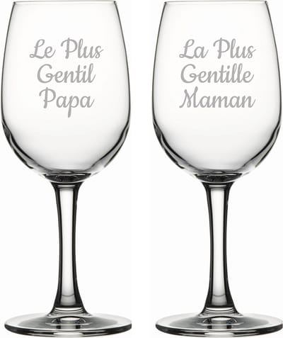 Witte wijnglas gegraveerd - 26cl - Le Plus Gentil Papa & La Plus Gentille Maman
