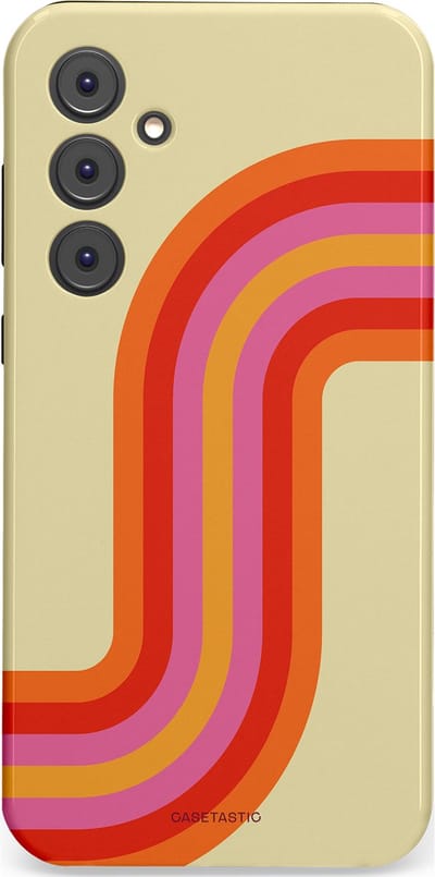 Casetastic hoesje geschikt voor Samsung Galaxy A35 - Dubbellaagse bescherming - Retro bocht - Fashion Case - Zand Rood Oranje Roze