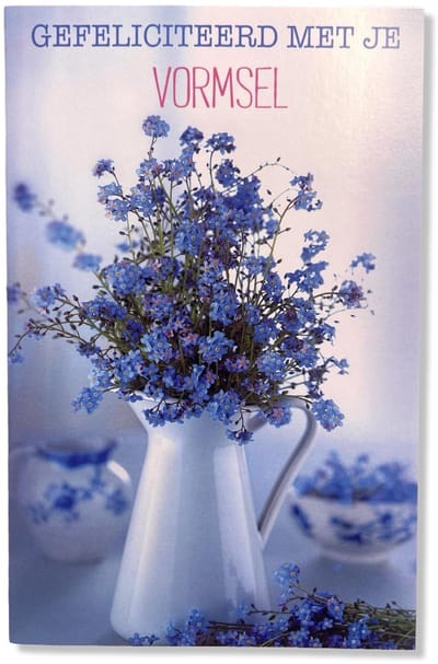 Vormsel Wenskaart Bloemen - 12x17cm - Gevouwen kaart inclusief envelop - Heilig Vormselkaart