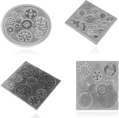 Set van 4 Gear Shape 3D Silicone Mallen voor Chocolade, Fondant en Resin Sieraden Decoratie, Perfect voor DIY Projecten
