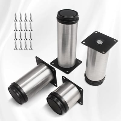 Metalen Meubelpoten - Bankpoten Tafelpoten - Meubels Verhogen - Verstelbaar Antislip - 40cm Hoog - Zilverkleurig