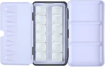 Brustro Box of 12 empty metal half containers for watercolor (pans included)
