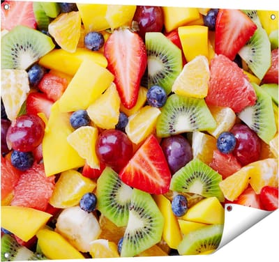 Gards Tuinposter Diverse Kleurrijke Fruit Achtergrond - 100x80 cm - Tuindoek - Tuindecoratie - Wanddecoratie buiten - Tuinschilderij