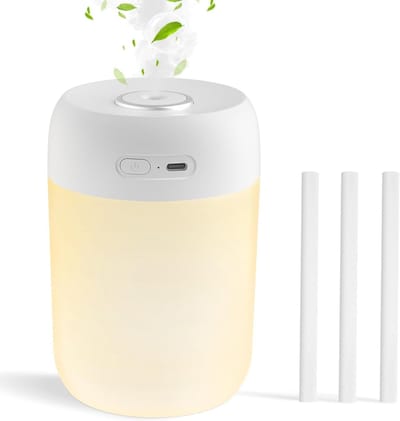 Mini Luchtbevochtiger - Stille Verdamper - Kamer Lucht Bevochtigen - Warm Sfeerlicht - 650ML Capaciteit - Wit