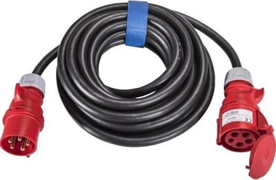SIROX® CEE-verlengkabel 5G6,0mm², 32 A, 5 polig, 400V, 6h, zwart - 10 meter