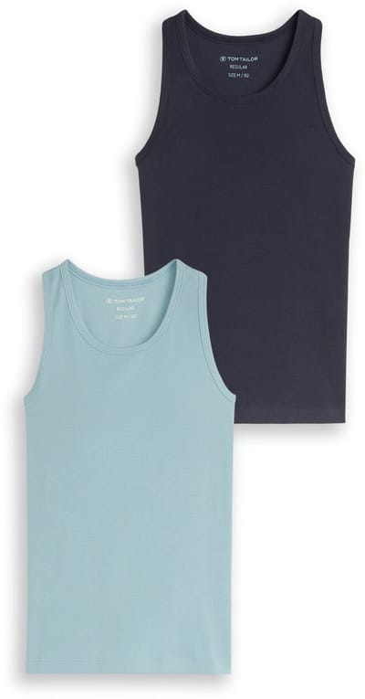 Tom Tailor - Basic geribde top in een set van 2 - Maat 152 - Parisien Night Blue