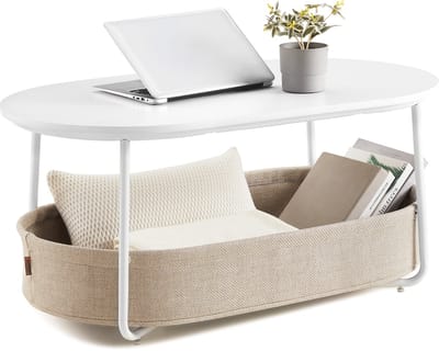 VASAGLE - Salontafel - Bijzettafel - Met Stoffen Mand - Bijzettafel met Opbergruimte - Modern Design voor Woonkamer