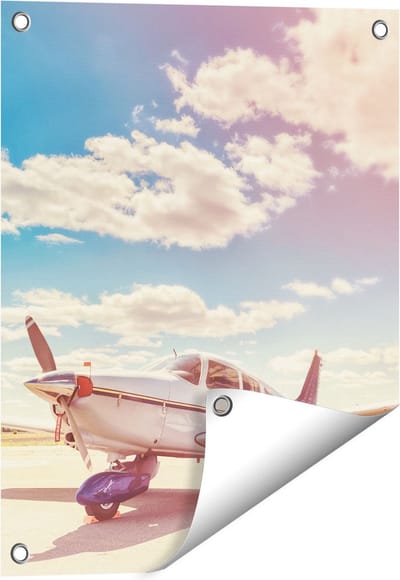 Gards Tuinposter Gelande Vliegtuig op de Luchthaven - 40x50 cm - Tuindoek - Tuindecoratie - Wanddecoratie buiten - Tuinschilderij