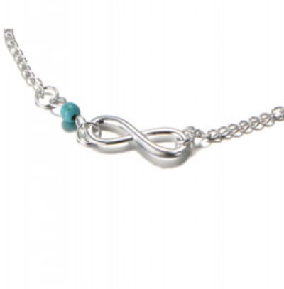 Infinity turquoise enkel kettinkje- zilver plated- 21/25 cm - Charme Bijoux