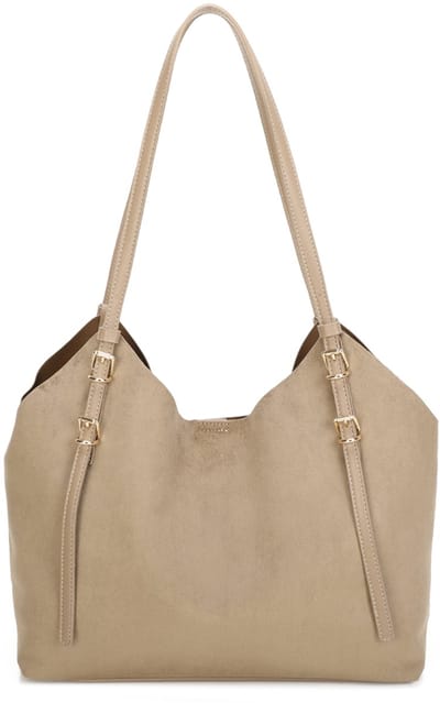Gallantry® Dames Schoudertas – Ruime Handtas met Verstelbare Schouderbanden – Stijlvolle Shopper Tas met Binnenvakken – Geschikt voor Tablet en Kleine Laptop - D. Taupe