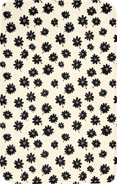 WC mat 50x80 cm - Antislip - Madeliefjes - Grafisch - Zwart - Beige - Toiletmat - Vloermat - Douchemat - Toilet tapijt - Toiletmatten