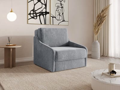 Fauteuil Met Slaapfunctie Slaapbank Ban Fly 80 Fauteuil Slaapbank - Armstoel - Kinderbed - Compact en Comfortabel - 1-zits - Vibe 95 (Grijs)
