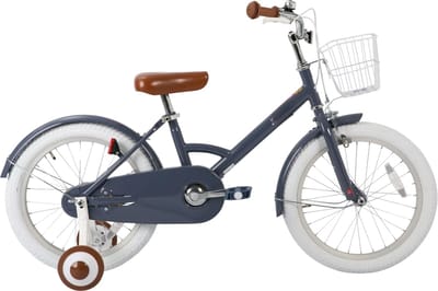 Kinderfiets 30–46 cm – Voor kinderen van 2–8 jaar voor dagelijks gebruik en spel – Met mand, spatborden, volledige kettingkoffer en zijwieltjes – Grijs frame