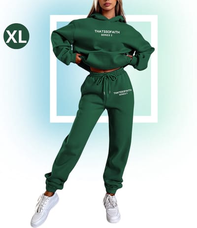 Livano Joggingpak Dames - Huispak - Trainingspak - Volwassenen - Capuchon - Jogging Pak - Joggingspak - Donkergroen - Maat XL