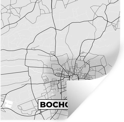 Muurstickers - Sticker Folie - Bocholt - Kaart - Stadskaart - Plattegrond - Duitsland - 100x100 cm - Plakfolie - Muurstickers Kinderkamer - Zelfklevend Behang XXL - Zelfklevend behangpapier - Stickerfolie
