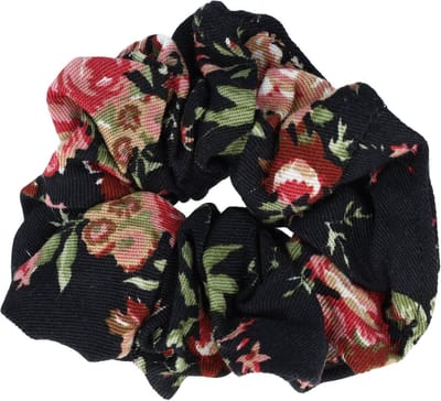 Haarsoires Haarelastiek Scrunchie – Rozenprint – Rood Groen Zwart - Haarkrinkel - Haar Elastiek met Stof - Zacht & Haarvriendelijk