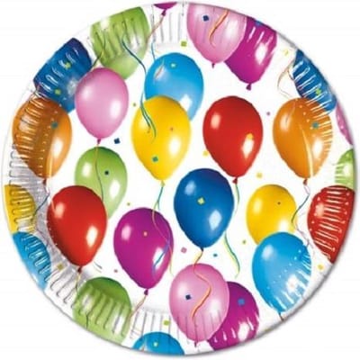 Procos Feestborden Balloons Fiesta 23 Cm Papier Wit 10-delig