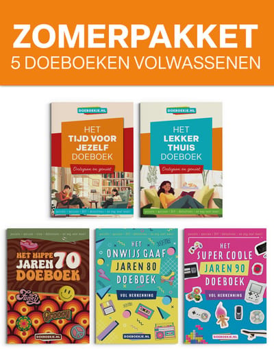Nazomerpakket met 5 Doeboeken voor volwassenen - puzzelen, quizzen, detectives, ideeën - 70's, 80’s en 90’s en algemeen - voordeelpakket, vakantie