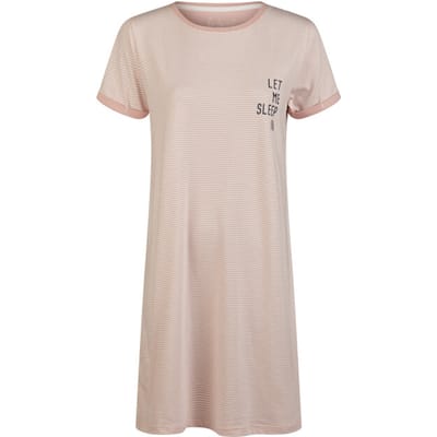 By Louise Essential Dames Nachthemd Korte Mouw Gestreept Roze - Maat XL