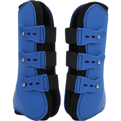 2 stuks Paard Voorbeenbeschermers PU Schaal Paard Peesbeschermers voor Springen Rennen SportenBlauw Voorbenen L L black