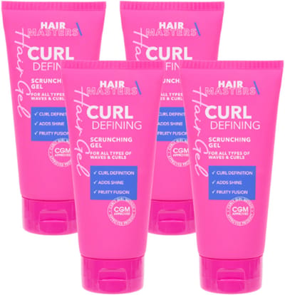 4x Hairmasters Scrunch Gel - Kruldefiniërende Gel | Multipack - 4x 200 ml | Definiërende Krullengel - Voor alle typen krullend haar - Curly Girl Approved