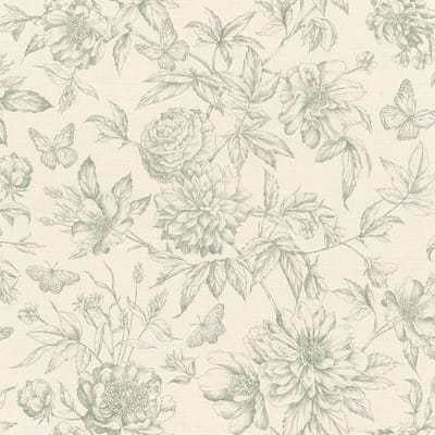 Rasch Behang 793925 – vliesbehang in crèmewit met bloemenpatroon in vintage stijl in groen - 10,05 x 0,53 (L x B) - ShopVlot