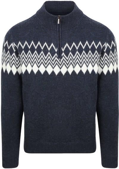 Suitable Avery Nordic Half Zip Trui Wolblend Donkerblauw (navy) - Maat XXL - Heren - Quarter zip - Schipperstrui met rits - Volwassen mannen