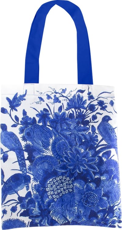 Luxe katoenen tas, gevoerd, Delfts Blauwe vogels, Rijksmuseum