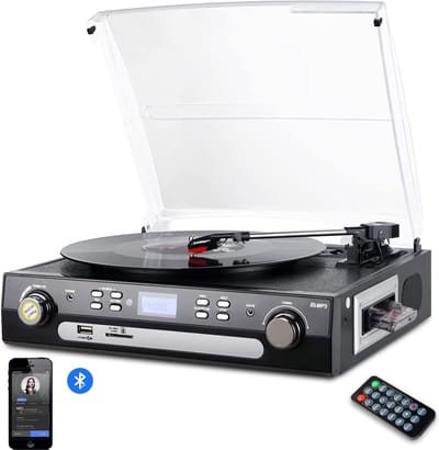 DIGITNOW Platenspeler M36 - Bluetooth Vinyl met Stereo Speakers - 33/45/78 Toeren - Zwart