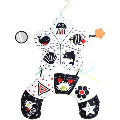 Baby Tummy Time Kussen Speelgoed Zwart Wit Hoog Contrast Baby Speelgoed Montessori Speelgoed voor Baby's Pasgeborenen 0-6 6-12 12-18 Maanden black