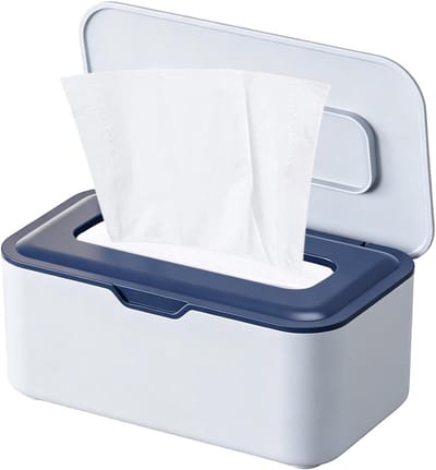 Doekjescontainer met Deksel - Navulbare Opbergdoos - Hygiënisch Opbergen - Vochtwerende Afdichting - 20x12.5x9cm - Blauw